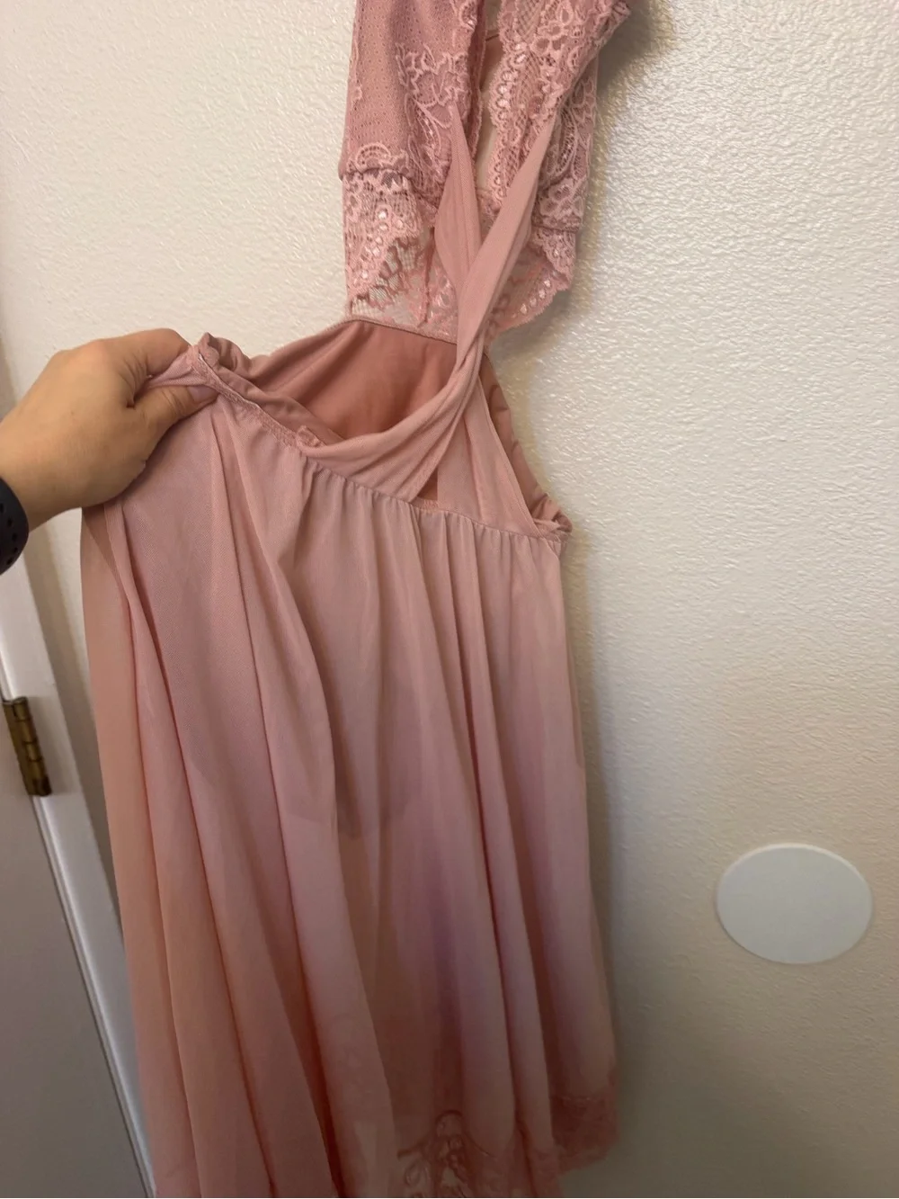 WEISSMAN Dance blush pink lyrical contemporary lace slip dres Jealous D11787 SA
